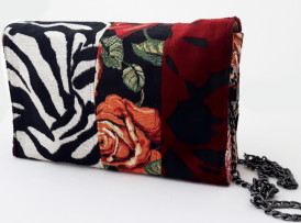 Handtasche mit Gliederkette im Rosen Zebra Look Modell Nr. 42
